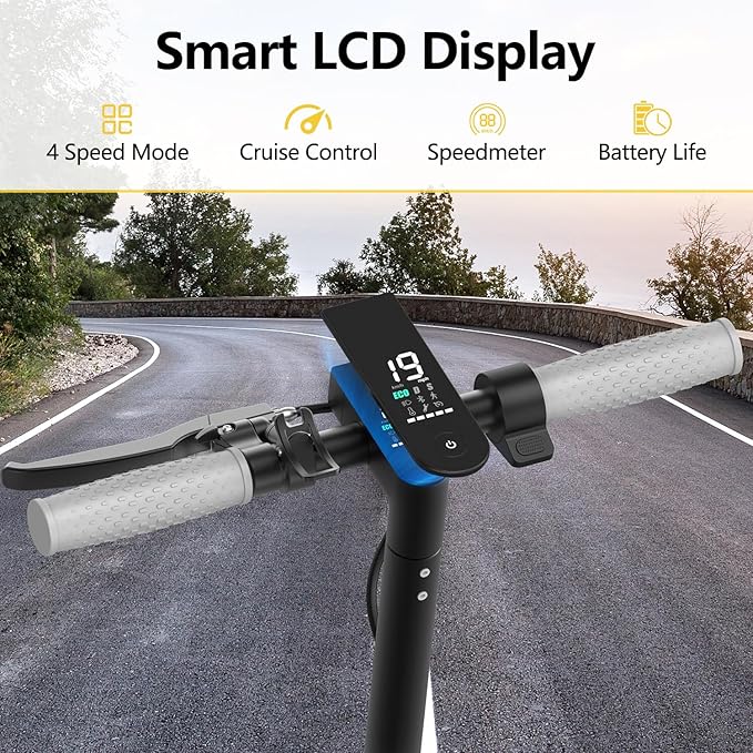 Electric Scooter for Adults - 19/22MPH & 15/22Mile Range, 8.5"/10" Solid Tires Folding Commuter E-Scooter with Dual Suspension, App Control & Dual Brake System, with Seat