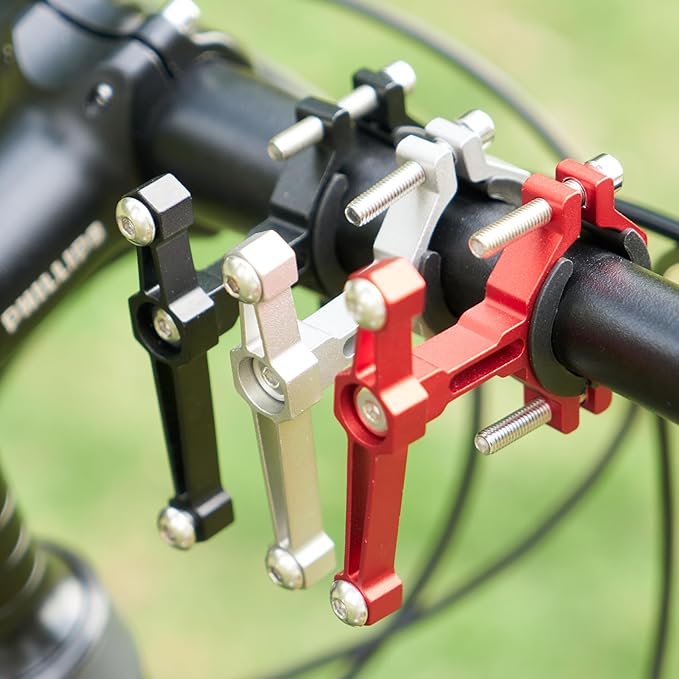 Adjustable Bike Water Bottle Cage Adapter,Anodized Aluminum Alloy Mount for Handlebars Seatposts,Universal Adapter for MTB/Road/E-Bike/Kids Bike, Includes Hex Wrench Anti-Slip Spacers (1, Red)