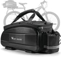 West Biking Waterproof Hard Shell Bike Rear Rack Bag 11L Capacity 600D Oxford Fabric & EVA Bicycle Trunk Pannier Bag for Commuting Touring Mountain Road E-Bike with Rain Cover (Black-2: 11Lcapacity)