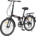 24 inch Folding Bike 7 Speed V Brake City Commuter Bicycle with Mudguard for Men Women Daily Commuting Gray/Black/White