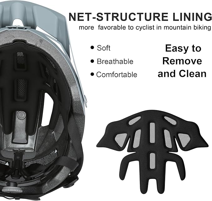 Mountain Bike Helmet Adult Men Women - Ultra Comfort, Super Lightweight Bicycle Helmets, MTB Cycling Gear Biking Accessories with Adjustable Fit & Removable Sun Visor