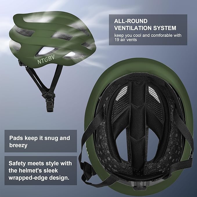Adult Bike Helmet for Men/Women with Helmet Bag 2 Removable Moisture-Wicking Liners Adjustable Dial Comfort Fit Lightweight Shockproof CPSC 1203 Safety Certified for Road-Ready/Urban-Commute/MTB