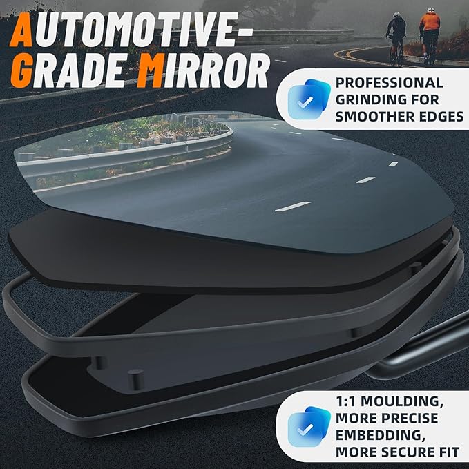 West Biking Bike Mirror, 360° Adjustable HD Shatterproof Bicycle Mirror, Aluminium Alloy Mirror Stem Provides Exceptional Stability,Handlebar-End Rear-View Mirror Suitable For E-Bike(Left)