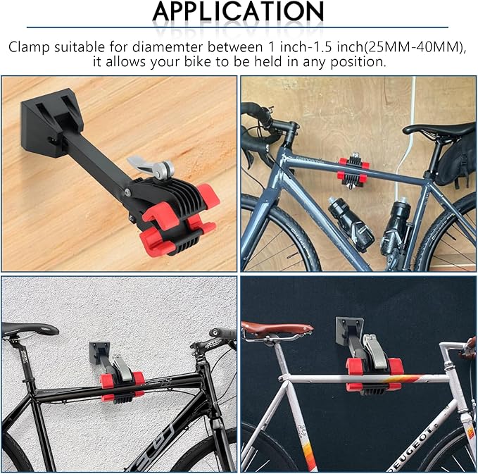 DASBET Wall Mounted Bicycle Repair Stand | Foldable Heavy Duty Maintenance Rack Workstand with Adjustable Bike Clamp for Variety of Bikes