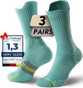 Womens Coolmax Bamboo Viscose Compression Running Crew Socks, Moisture-Wicking Anti-Blister Hiking&Gym Athletic