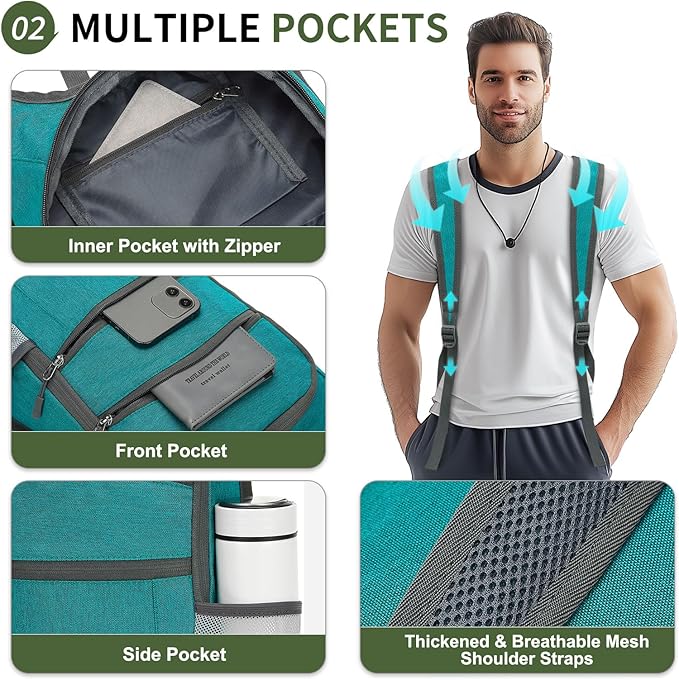 20L Lightweight Hiking Daypack, Foldable Travel Packable Backpack for Men Women for Cycling Camping Outdoor (Green)