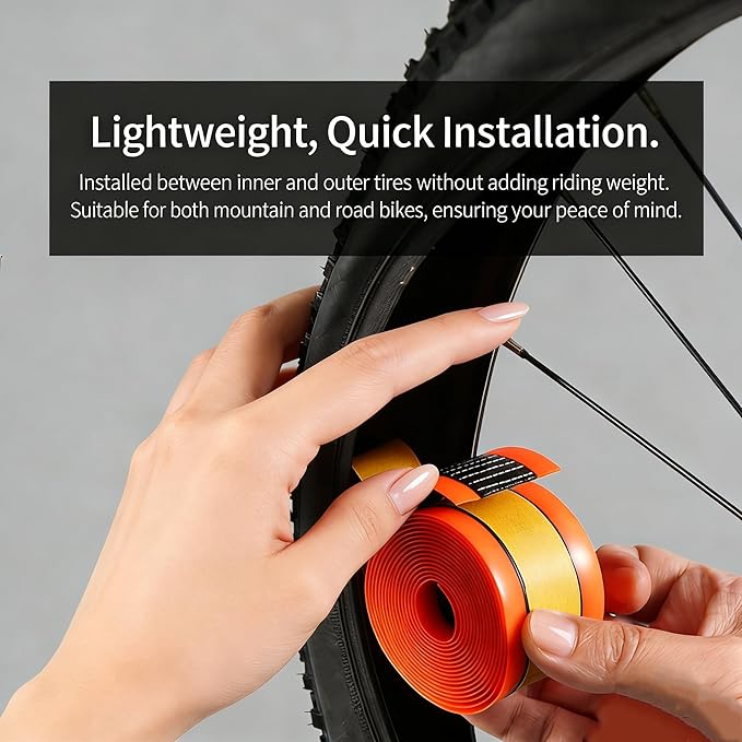 Self-Adhesive Bike Tire Liners, TPU Material with Translucent Mesh, Orange, Lightweight Quick Installation for Mountain and Road Bikes