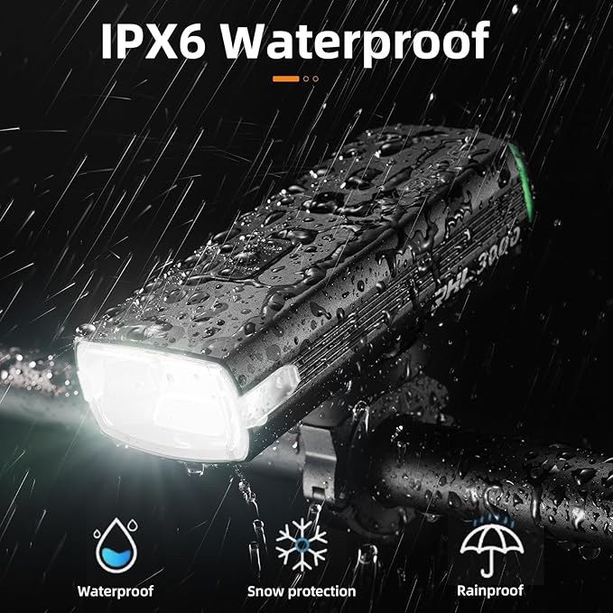 ROCKBROS Bike Lights 10000mAh USB-C Rechargeable Bike Lights for Night riding-3000 Lumens Bright Bicycle Lights-Over 24 Hours Runtime - IPX6 Waterproof Bike Headlight