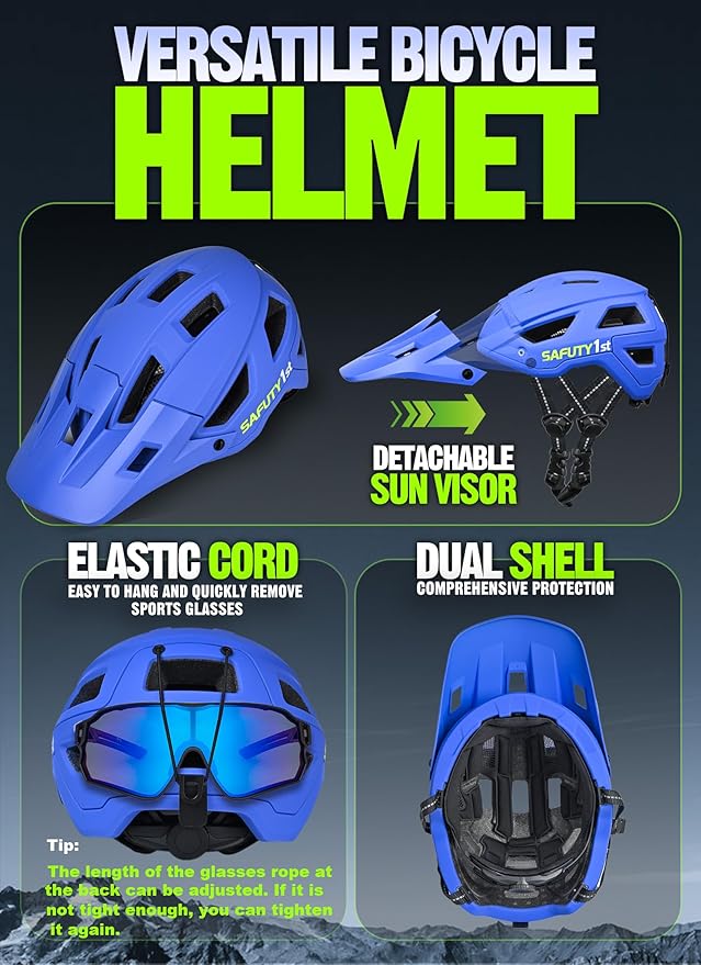 Mountain Bike Helmet for Adults & Youth Lightweight Impact-Resistant with Adjustable Dial & Removable Visor Unisex Helmet for Mountain Biking Bicycle Clcying