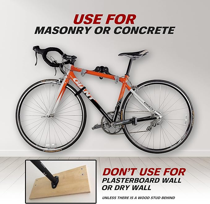 Ibera Bike Wall Mount - Adjustable Frame Holder & Soft Rubber Cradles - Garage Bike Rack for Road, MTB, Kids, Hybrid Bikes - Easy Installation & Space-Saving Design