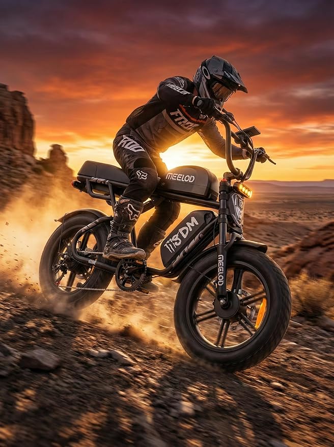 3000W Peak 32AH Electric Bike Dual Motor, 56KM/H EBike for Adult Teen 100-200KM, 20'x4.0'' Fat Tire Dual Motor Electric Dirt Bike Multiple Suspension & Hydraulic Brake Commuter Off-Road E-Bike