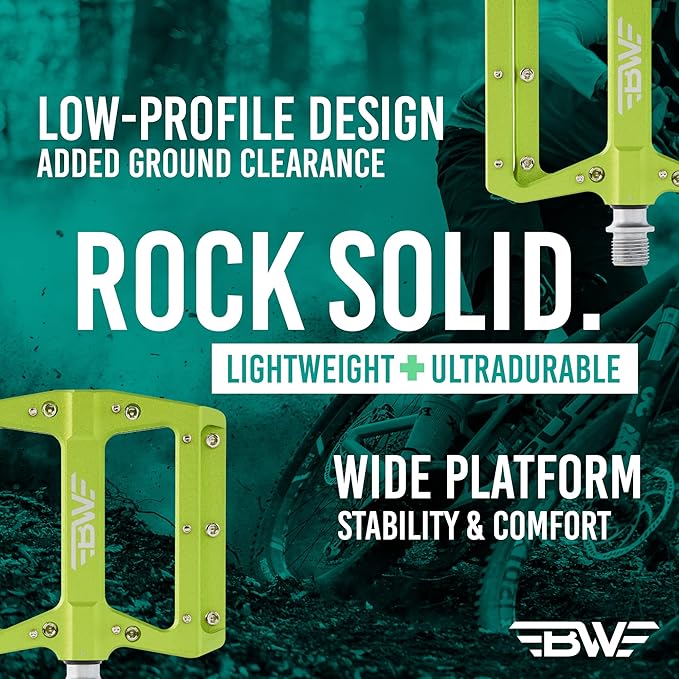 Berm Platform Bike Pedals - Lightweight Aluminum Flat Pedals for MTB and BMX