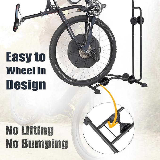 CyclingDeal Upright E Bike Fat Tire Bike Stand - Vertical & Horizontal Bike Rack Bicycle Storage Stand - Vertical E Bike Rack Garage - Fat Tire Bike Storage Rack - Holds Bikes up to 110 lbs