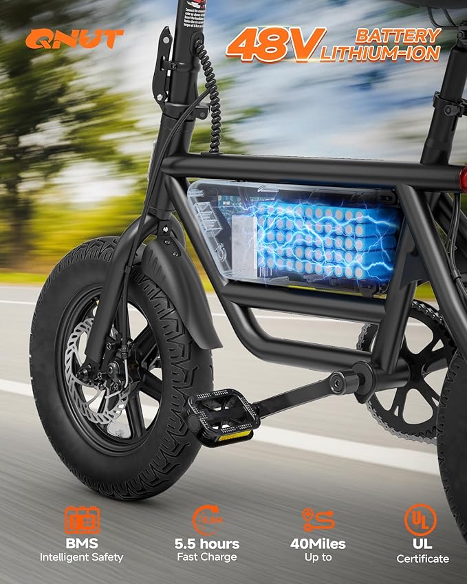 14" Folding Electric Bike for Adults & Teens - Peak 750W Motor, 20MPH Speed, 48V, 35/53Mile Range, 4-Speed Gear & Upgraded Wide Comfort Seat, UL 2849 Certified, for City Cycling & Commuter Riding