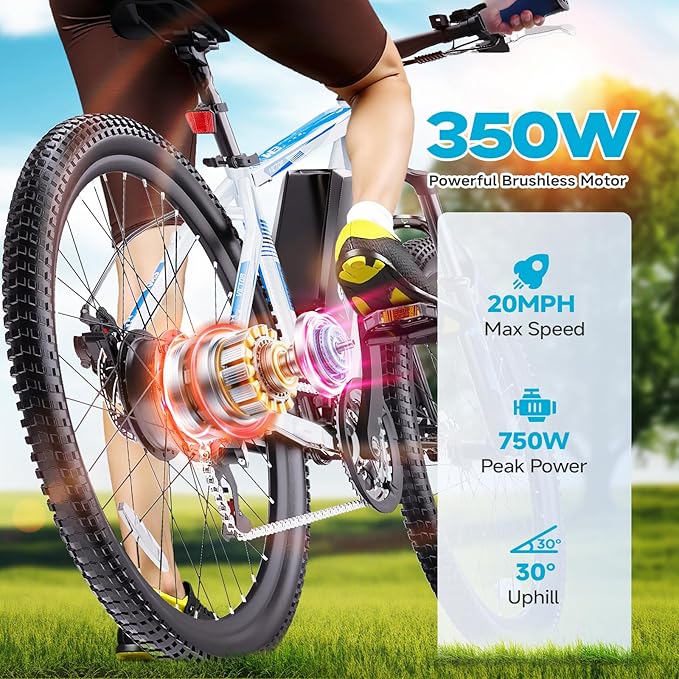 Electric Bike for Adults & Teens - 350W 26" Victor Ebike - 21-Speed, 20Mph Up to 40Miles with Dual Disc Brakes, Commuter E-MTB for Men Women | UL 2849 Certified