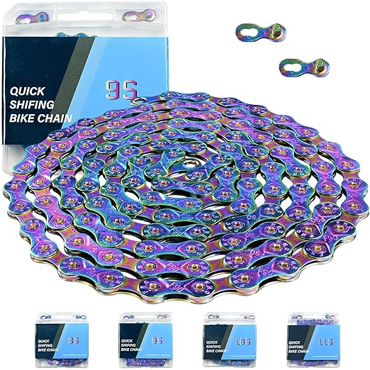 Rainbow 9 Speed Bike Chain, 1/2" x11/128 116 Links for Road Bike Mountain Bike (9 Speed Chain)