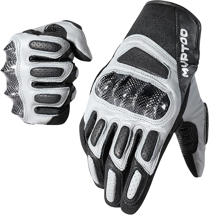 WTACTFUL Goatskin Leather Carbon Knuckle Motorcycle Gloves for Ultimate Protection and Comfort