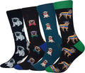 Cansok Men's 2/4 Packs Fun Crazy Novelty Dress Crew Socks