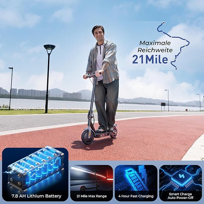 Electric Scooters - Electric Scooter for Adults, 500W Peak Motor, 18 Max MPH, 21 Miles Range, APP Control, Lightweight Foldable E-Scooter
