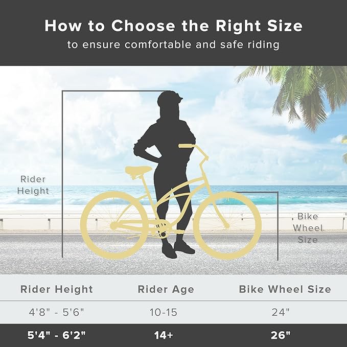 sixthreezero Urban Lady Beach Cruiser Bike, Women's 3 Speed Hybrid Bicycle