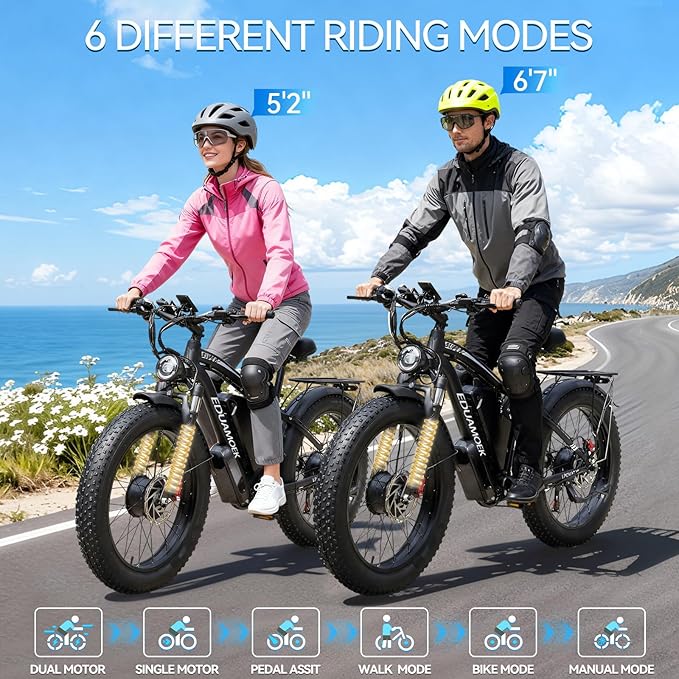 9000W-Peak 52V 34Ah 1768Wh Battery Dual-Motor-Ebike for Adults, 42-46MPH 105 Miles Range Fast-Ebike-Dual-Motor-Electric-Bike,24"*4.0" Men Fat-Tire-Electric-Bicycle Lockable Suspension