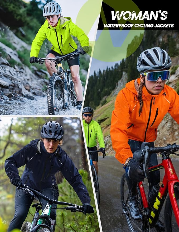 Nepest Womens Cycling Rain Jackets Lightweight Waterproof Biking Running Windbreaker UPF 50+ Reflective Packable Hooded