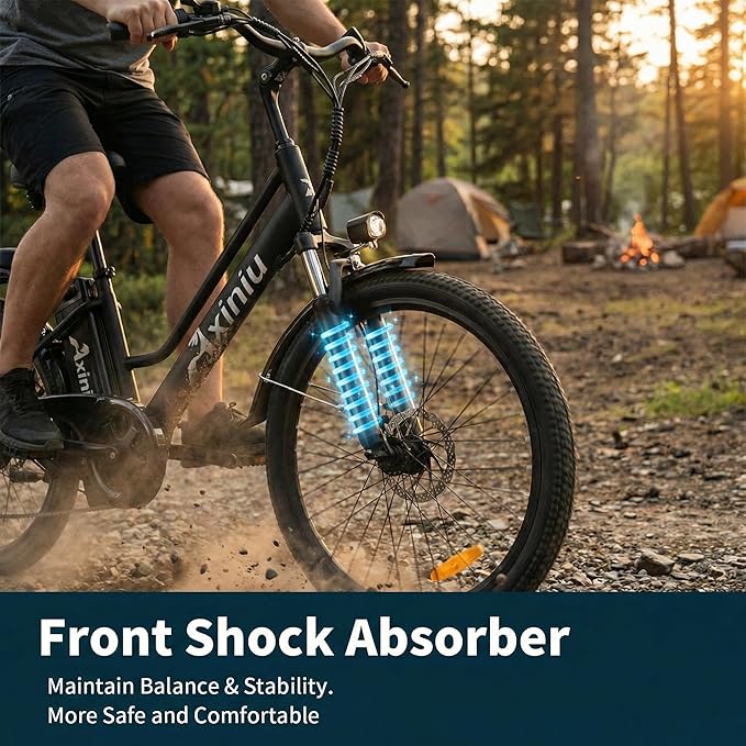 24 Inch Electric Bike for Adults, Step Through Ebike for Women, Peak 1000W Motor 22MPH, 48V 20AH Removable Battery Up to 70 Miles, 7 Speed Dual Shock Absorber, City Cruiser Commuter Bicycle