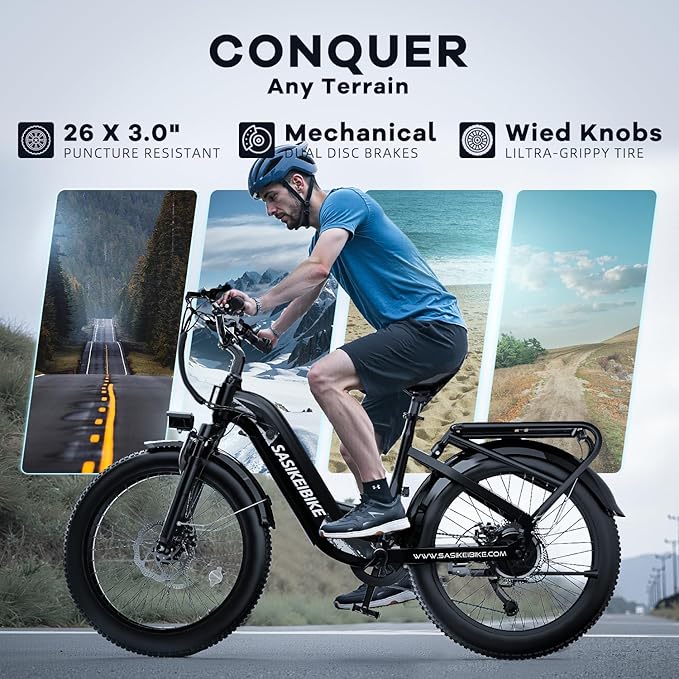 1500W Motor Electric Bike for Adults & Teenager, 48V 20AH Removable Battery Ebike, 24inch Fat Tire Electric Bicycle with 30+MPH, Step-Thru E Bike for Commuting & Mountain, Front Suspension