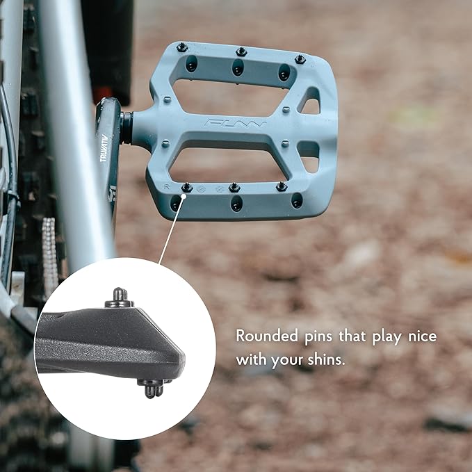 Funn Taipan Glass Fiber Reinforced Thermoplastic Bike Pedals with 9/16-inch CrMo Axles and Shin-Friendly Pins for MTB/BMX/Urban/Gravel Riding