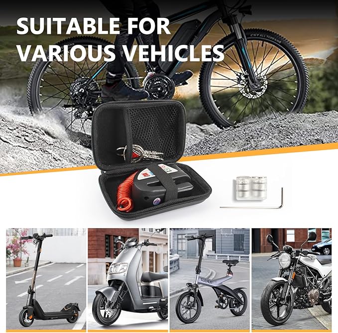 Motorcycle Lock, Disc Brake Lock with 130DB Alarm, Heavy Duty Motorcycle Locks Anti-Theft, Motorcycle Alarm Waterproof Wheel Lock for Moped Bike Scooter