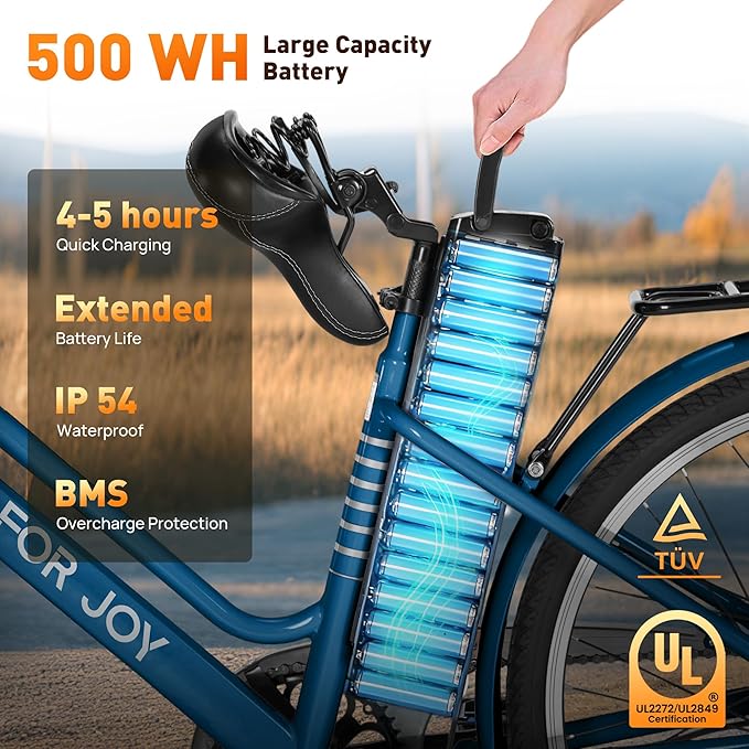 26" Electric Bike,1000W Peak City Cruiser Ebikes,20MPH 70Miles Step Thru Electric Bicycle with 48V Removable Battery,Detachable Foldable Basket,Rear Rack(TUV & UL2849)
