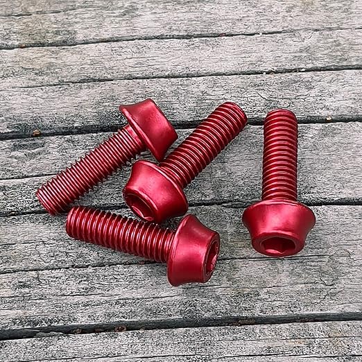 ONIPAX Aluminum Water Bottle Cage Bolts M5 x 16mm Pack of 4 pcs (Red)