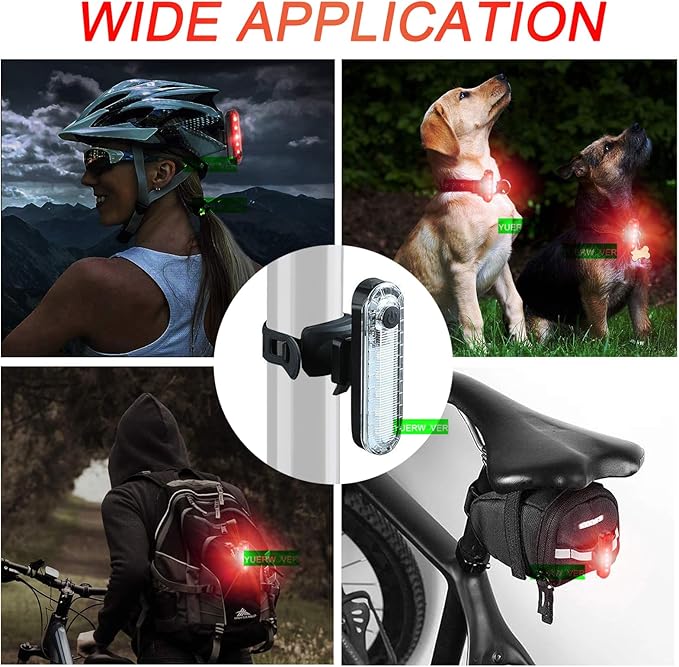 2 Pack USB Rechargeable LED Bike Tail Light Bicycle Rear Cycling Night Essential Reflector Seat Back Safety Lamp Waterproof Bright Warning Flash MTB Light for Men Women Kids