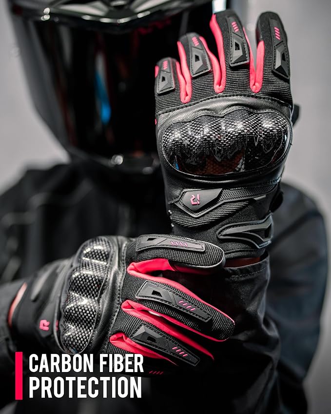 IRON JIA'S Motorcycle Gloves for Men and Women, Summer Touchscreen Riding Gloves with Carbon Fiber Protection for Road Racing, Dirt Bike, BMX, ATV XL
