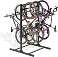 Freestanding Bike Rack Storage, 6 Bike Rack Adjustable Height, Space Saving, Vertical Floor Stand Bike Storage Garage for Backyard, Garage Organizer, Workplace, Up to 600 LBS (Upgraded 6 Bike Rack)