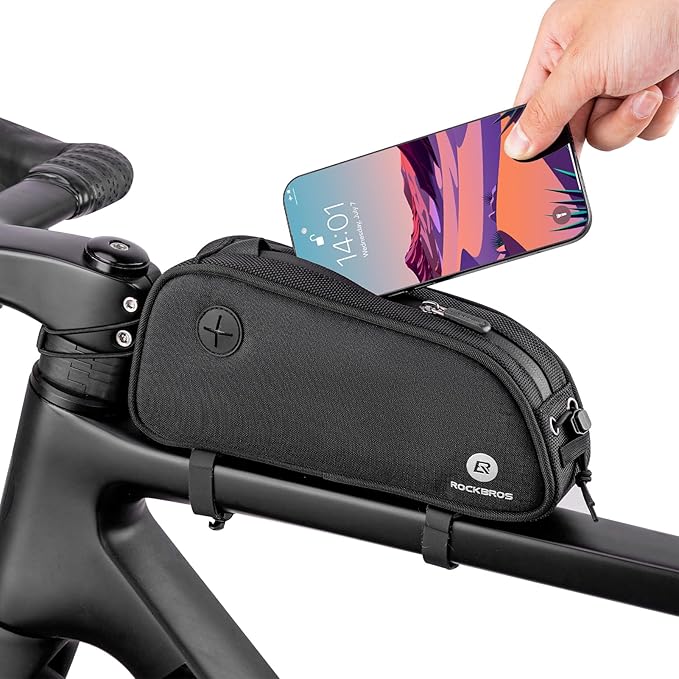 ROCKBROS Top Tube Bike Bag Bicycle Top Tube Bag Front Frame Bag Cycling Accessories Bike Pouch Lightweight Portable New Mounting System