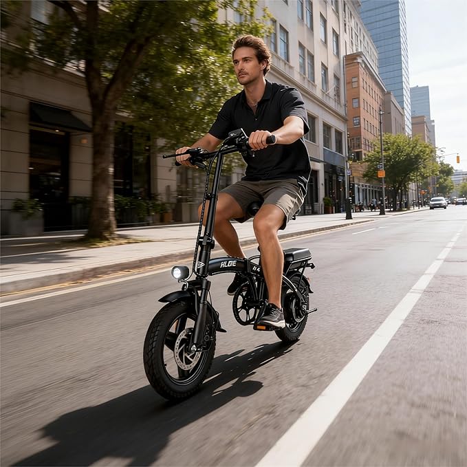 Folding Electric Bike for Adults, 500W Peak Motor, Up to 23 MPH, 14” Foldable Ebike with 48V 12Ah Battery, 35 Miles PAS Range, Mini Electric Bicycle for Adults & Teens