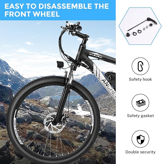 ANCHEER Electric Bike for Adults, Peak 750W Ebike, 3 Hours Fast Charge, 60 Miles Electric Bicycle with 48V/499Wh Battery, 27.5 ''Hummmer Electric Mountain Bike with LCD Display, 21/24 Speed | Peak 750W, Ebike, 3 Hours Fast Charge, 60 Miles, Electric Bi...