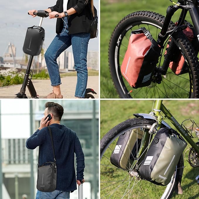 HUNTVP 6L Bike Bag Front Bike Fork Bag Quick Release Bike Packing Bags Waterproof Bike Rack Bag Mountain Road Bike Bag Shoulder Bag Crossbody Bag