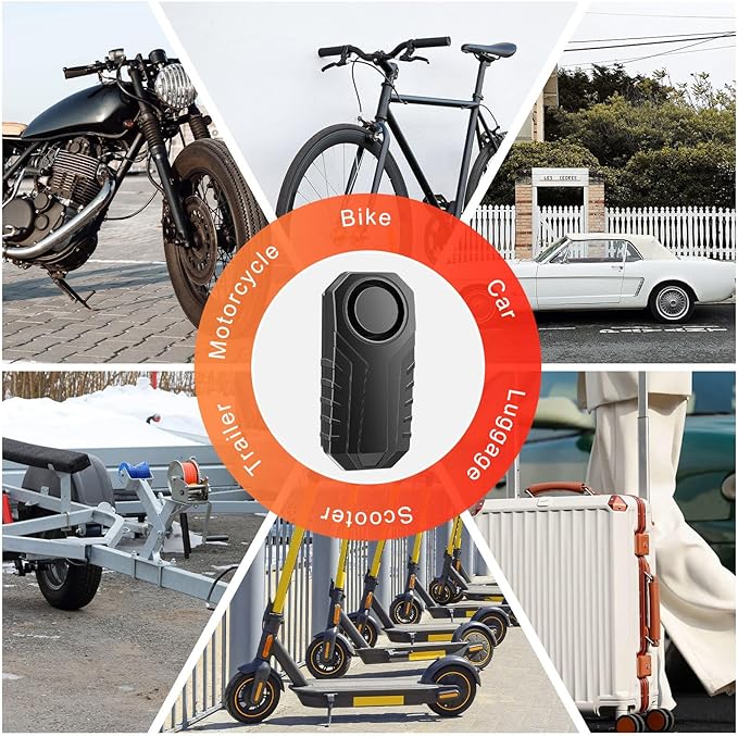 113dB Bike Alarm,Motorcycle Alarm,Burglar Vibration Motorcycle Bicycle Alarm Security System IP65 Waterproof, Suitable for Scooter Vehicle Trailer Car Door Window Electric Bike Accessories, 6PC