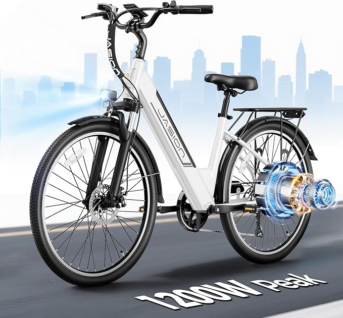 Jasion Roamer/ST/YC1 Electric Bike for Adults, 26" Commuter Ebike 1200W 528WH Removable Battery, 28MPH 62miles, Electric Bicycles for Women/Man, UL2849 Certified