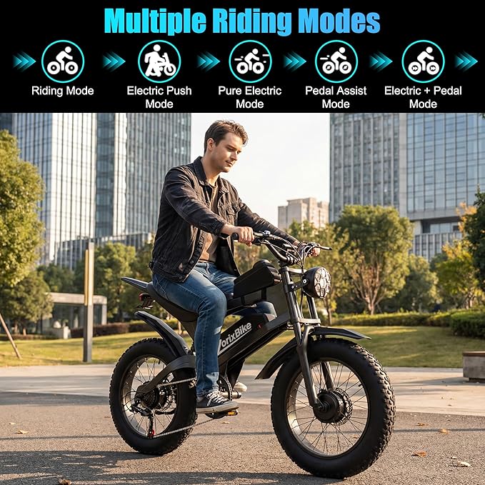 Retro Electric Bike for Adults,48V 20AH-1500/3000W Peak Motor Electric Bicycle-Max Speed 31-35MPH-Max 80 MI Range-20" x 4.0" Fat Tire Ebike,7-Speed, Dual Shock Absorber - UL 2849
