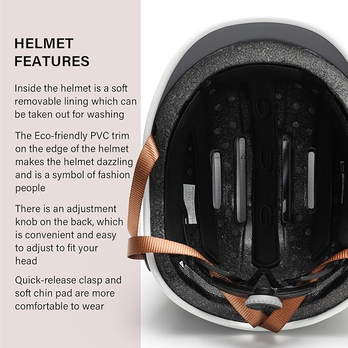 Exclusky Bike Helmet for Adults,Adjustable Cycling Helmet for Men & Women Safety Certified Bicycle Helmet for Commuting, Road Biking, Skating with USB Rechargeable Rear Light