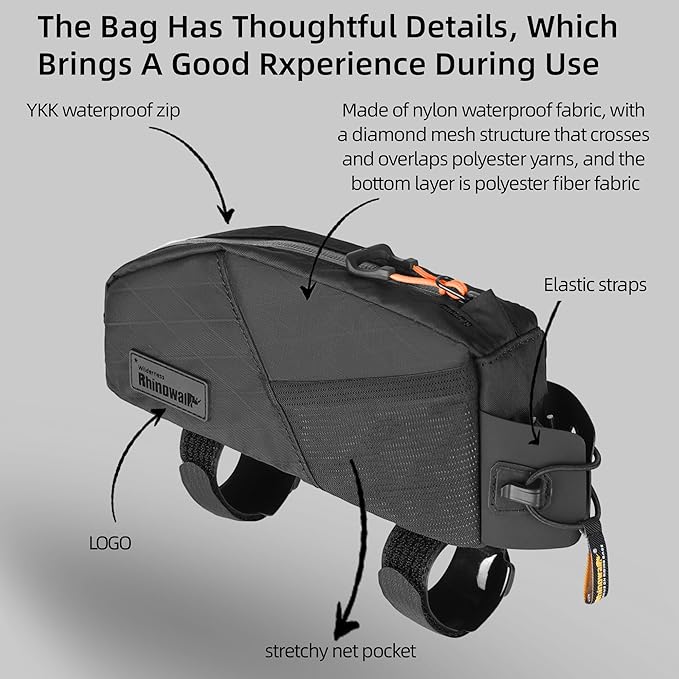 Bike Top Tube Bag Bicycle Front Frame Bag Top Tube Bike Bag 1.2L with Dual Side Mesh Pockets Perfect for MTB Road Bike Cycling Commuting and Outdoor Adventures