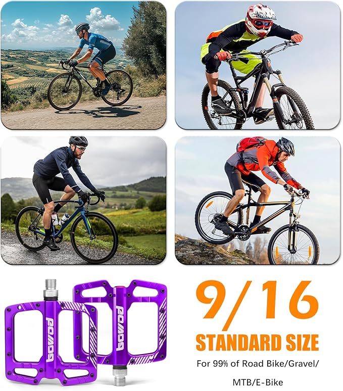Bike Pedals 9/16" Lightweight Non-Slip Bicycle Platform Pedals - Fits Most Adult Bikes & Mountain Bikes &MTB, Road Bikes and Slip-Resistant Design