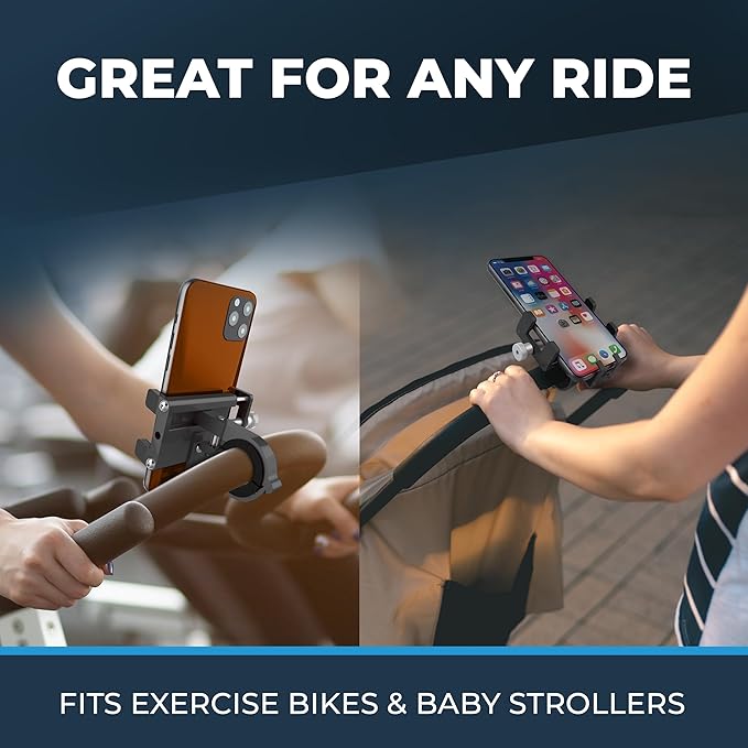 Roam Universal Cell Phone Holder Mount, Adjustable Fit for Smartphones 2" - 3.8" Wide, 7" L x 0.5" H, Hands Free Navigation System for Motorcycle eBike Dirt Bike Road Bike Cruiser Moped Scooter