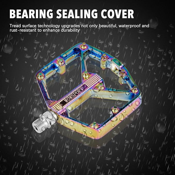 WOWSPORT MTB Pedals Mountain Bike Pedals Flat Lightweight Pedals with Anti-Skid Nails for Road Mountain BMX MTB Bike
