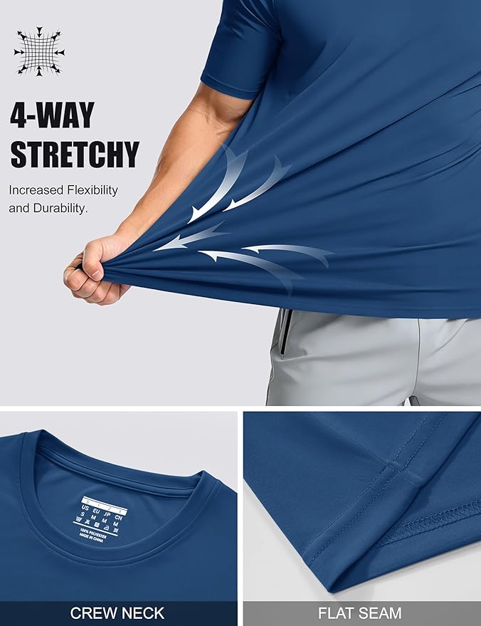 MAGCOMSEN Men's Short Sleeve UPF 50+ T-Shirt Quick Dry Workout Athletic Running Swim Tops Tee Rash Guard Performance Shirts