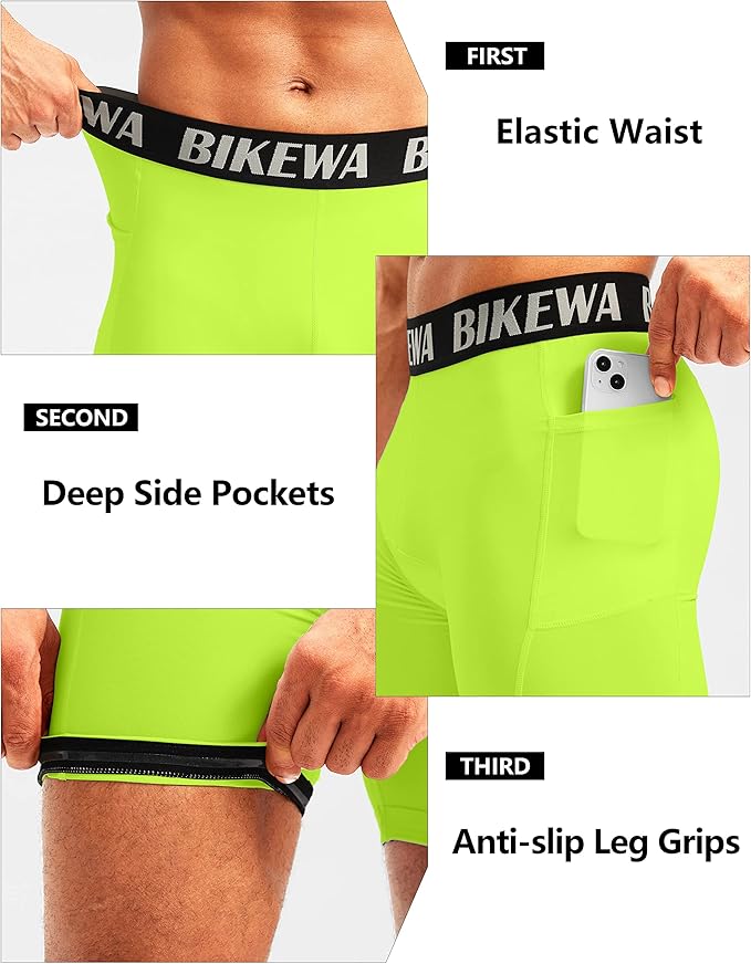 Men's 4D Padded Bike Shorts Cycling Underwear Biking Bicycle Padding Shorts for Men Side Pockets