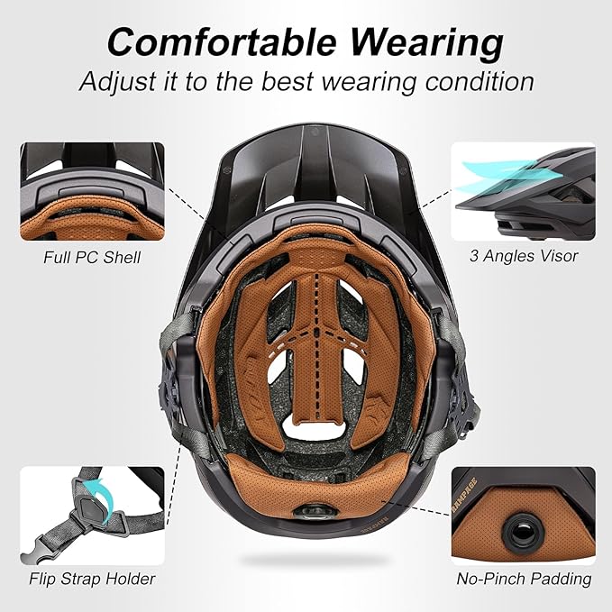 KINGBIKE NTA-8776 Mountain Bike Helmet Professional Ebike Helmets with 3-Level Adjustable Visor & Camera Mount E-MTB Helmet for Adults Men Women Youth E-Bike Safety Certified